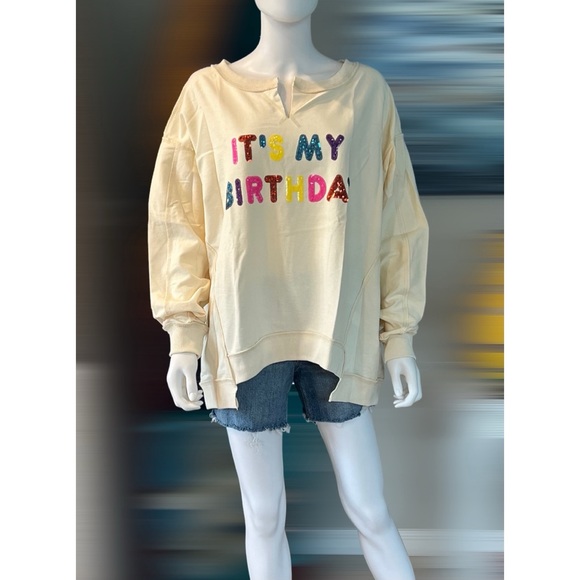 FANTASTIC FAWN It’s my birthday oversized top S M L - Picture 3 of 6